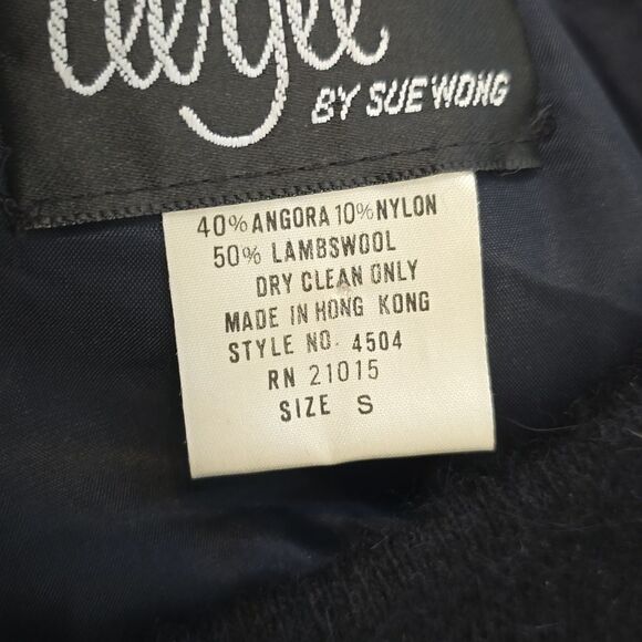 Cee Gee By Sue Wong Vintage Black Lambswool Blend Sweater Dress S - Picture 8 of 9